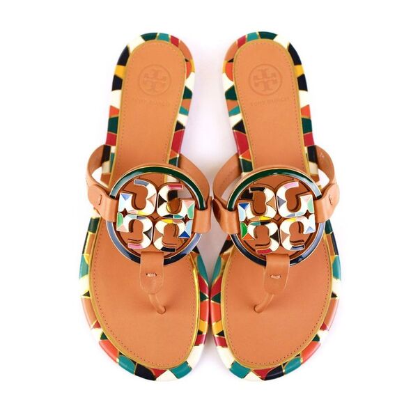 NIB Tory Burch Enamel Metal Miller Sandals Multi 8.5-9 SOLD OUT - Picture 4 of 11